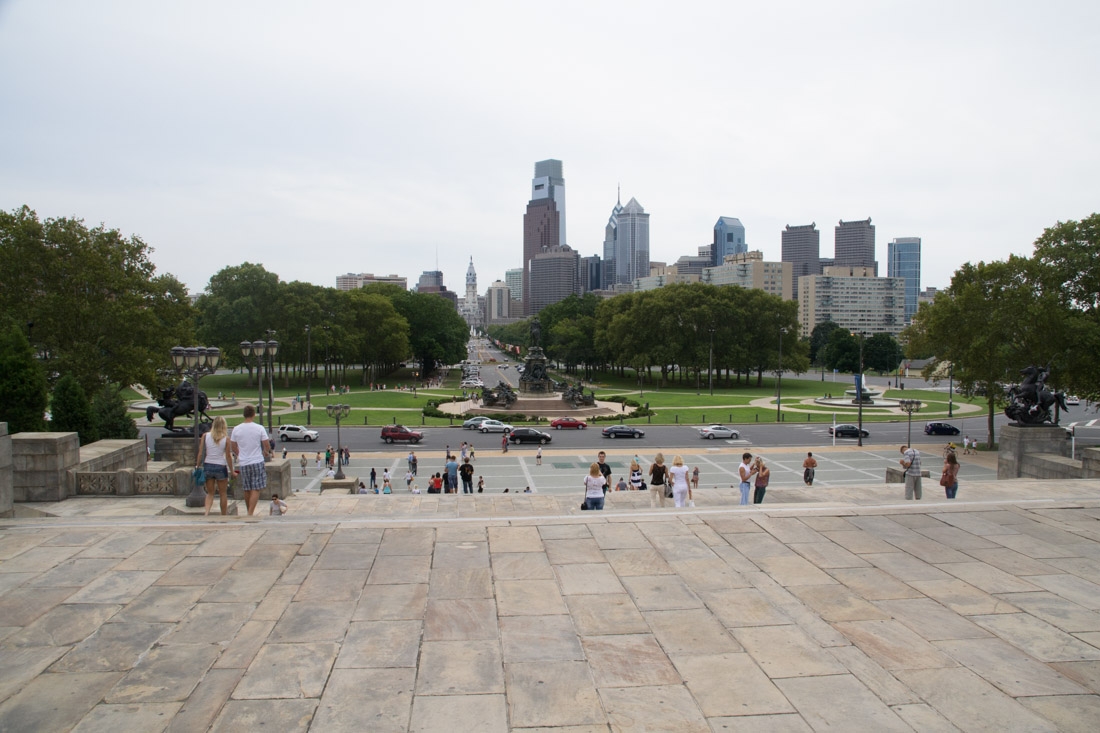 View of Philadelphia from atop the "Rocky Steps" at the Philadelphia Museum of Art
