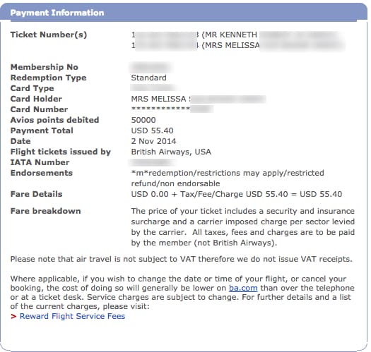 british airways redemption