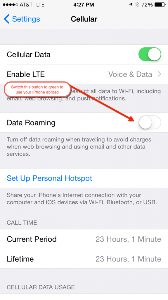 Enabling Data Roaming on an IPhone to use your phone while abroad