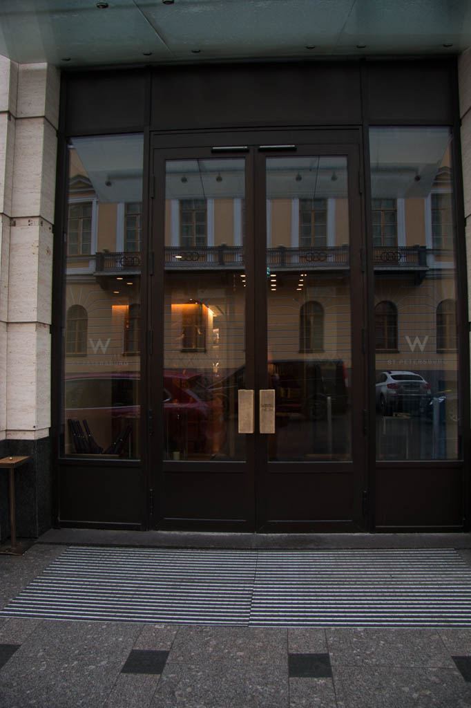 Entrance doors to hotel