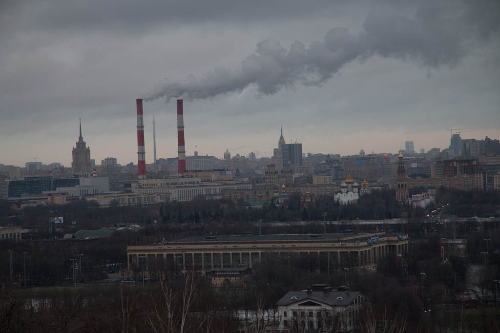 Smokestacks in Moscow - View from Sparrow Hills