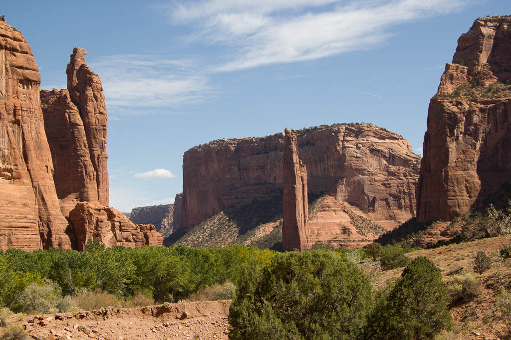 Spider Rock from distance inside Canyon de Chelly