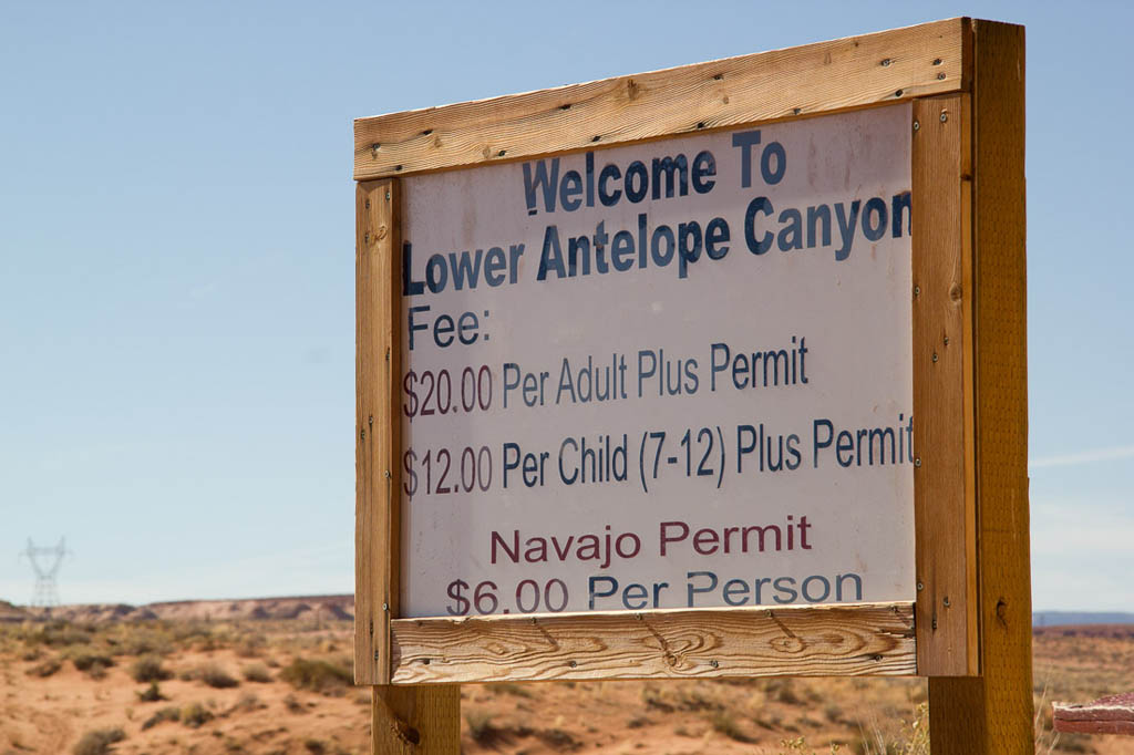 Entrance fees to Lower Antelope Canyon