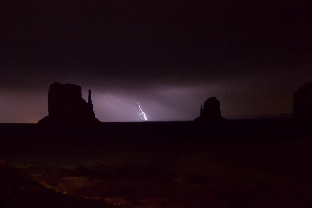 Lightning strikes in Monument Valley