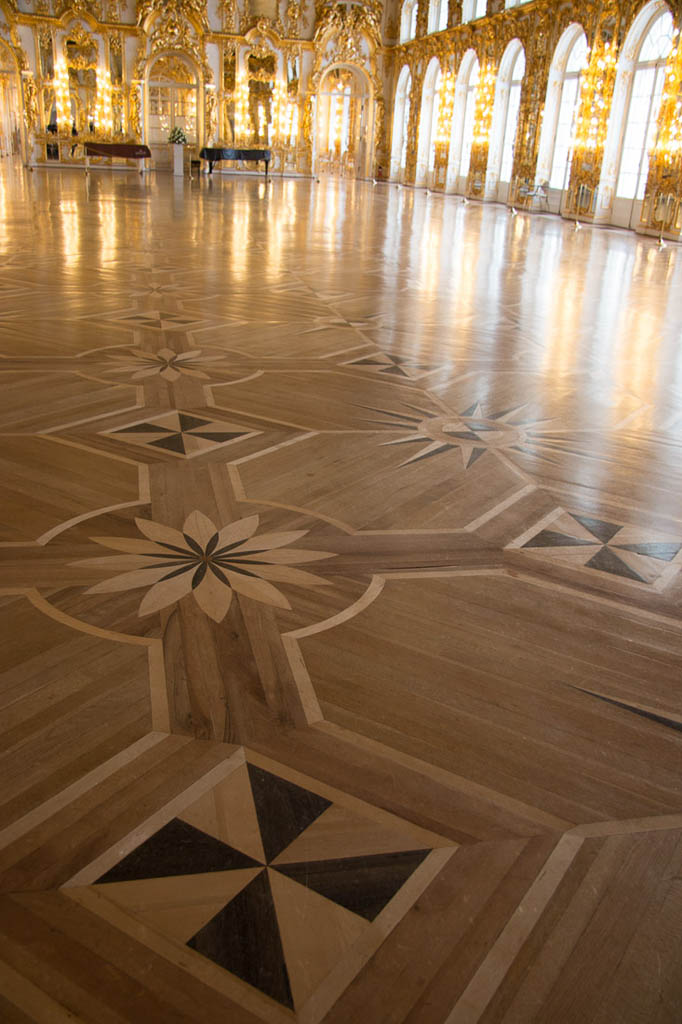 Wooden floors in ballroom at Catherine Palace