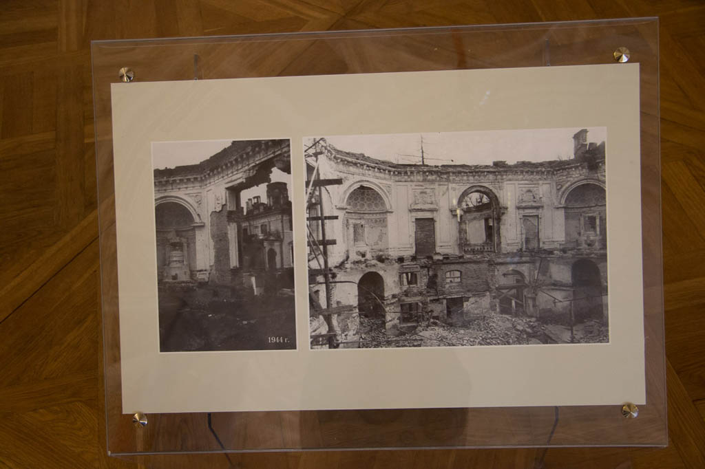Photograph of destroyed Pavlovsk Palace after World War II
