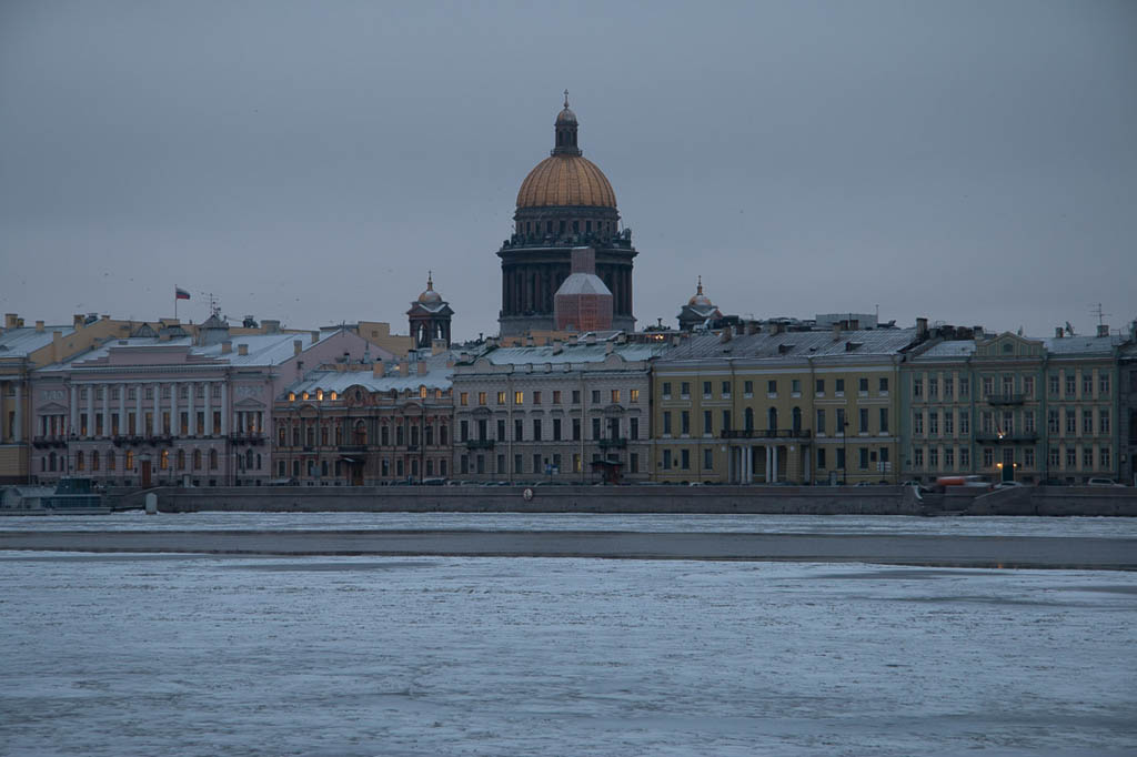 St. Isaac’s Cathedral in St. Petersburg, as seen from across the Neva River