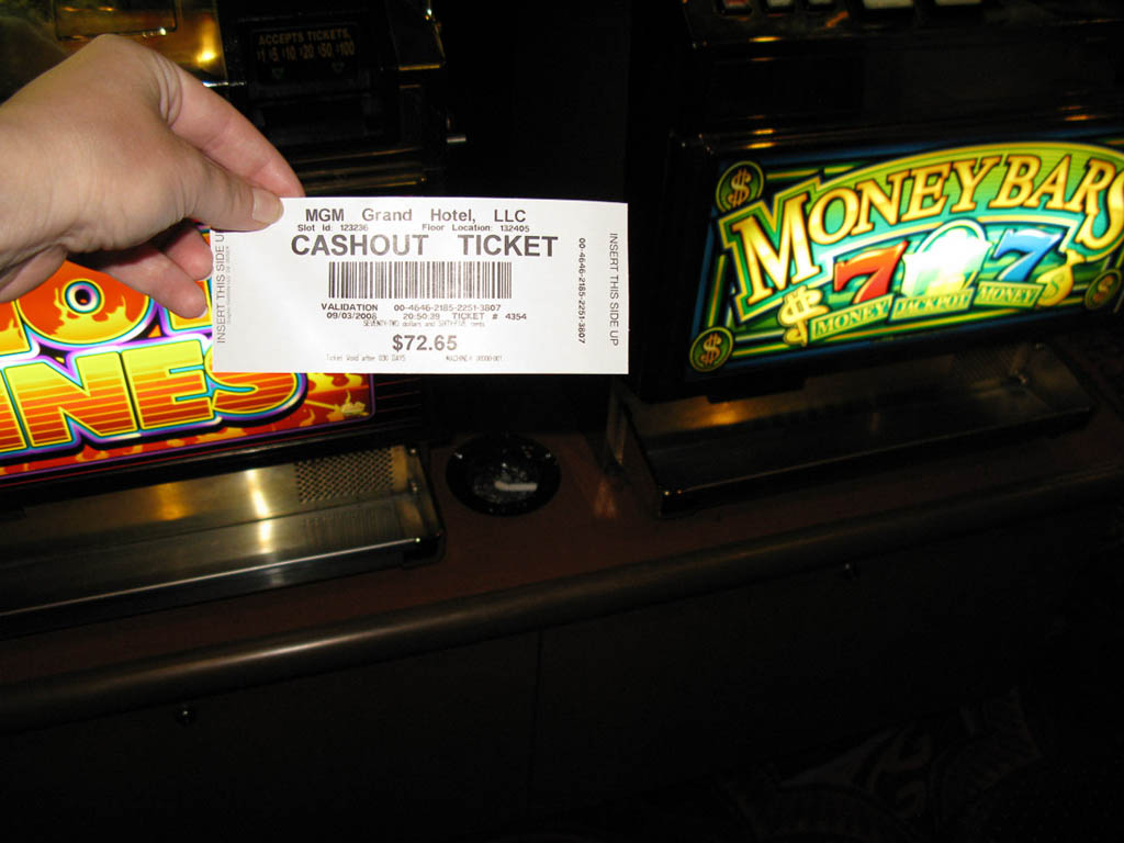 Cashout ticket in Vegas