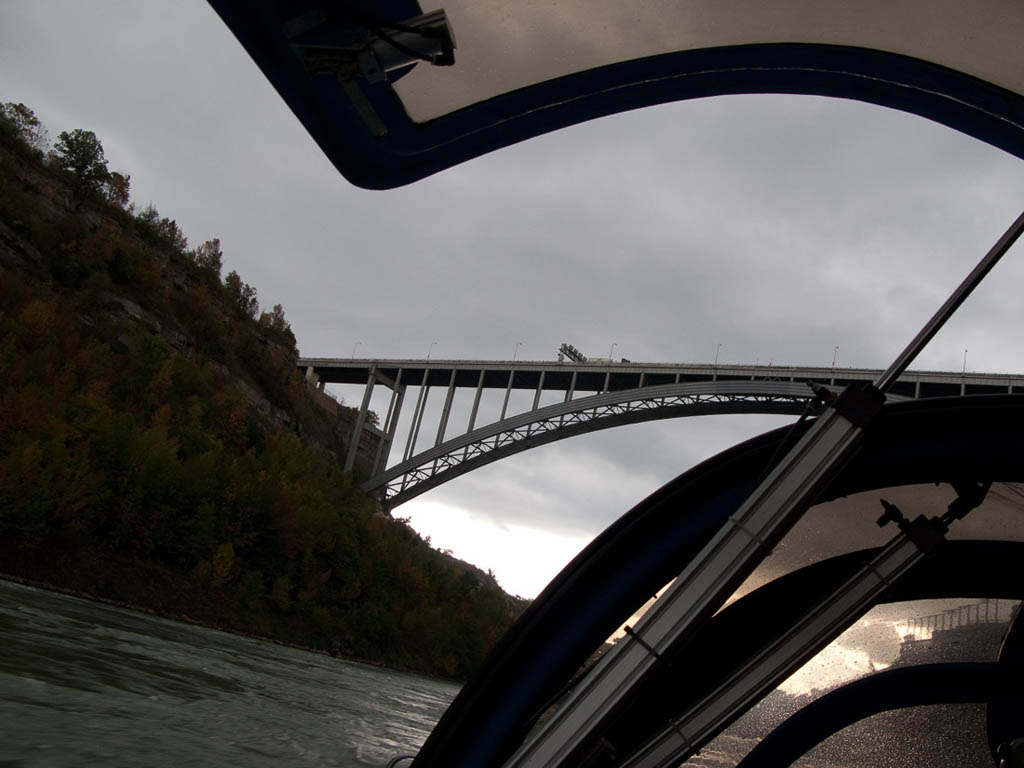 View of a Lewiston Queenston during Whirlpool Jet boat tour