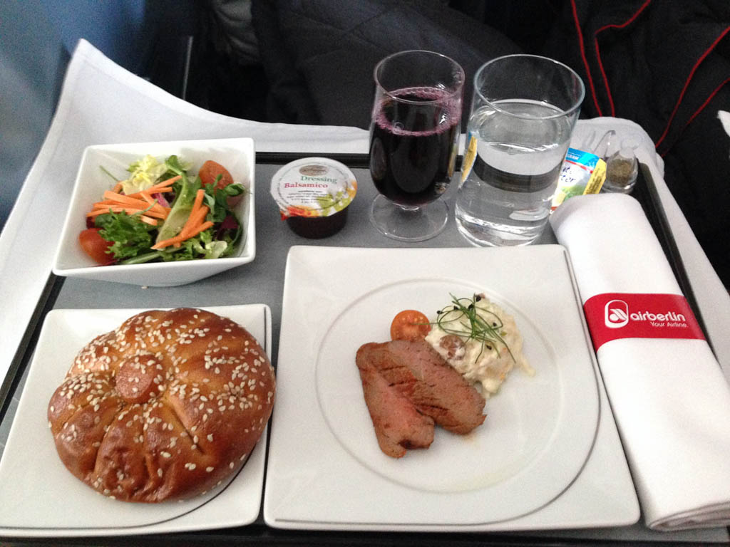 Meal service on Air Berlin Business Class - appetizer