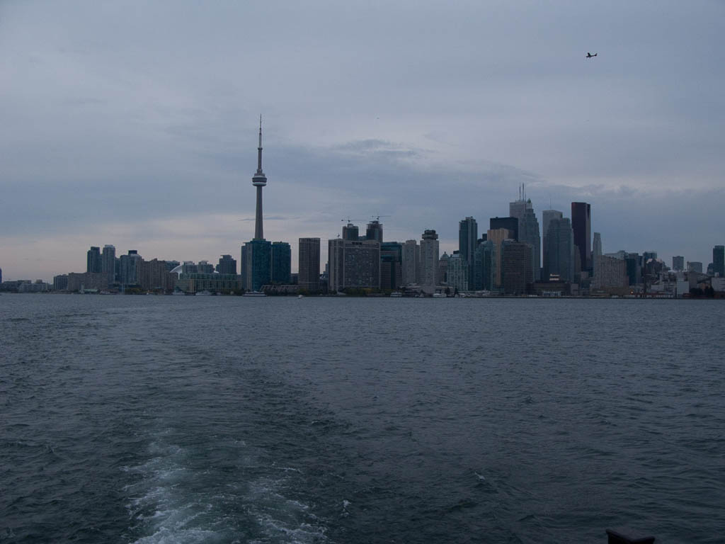 Views of Toronto skyline from ferry to Centre Island