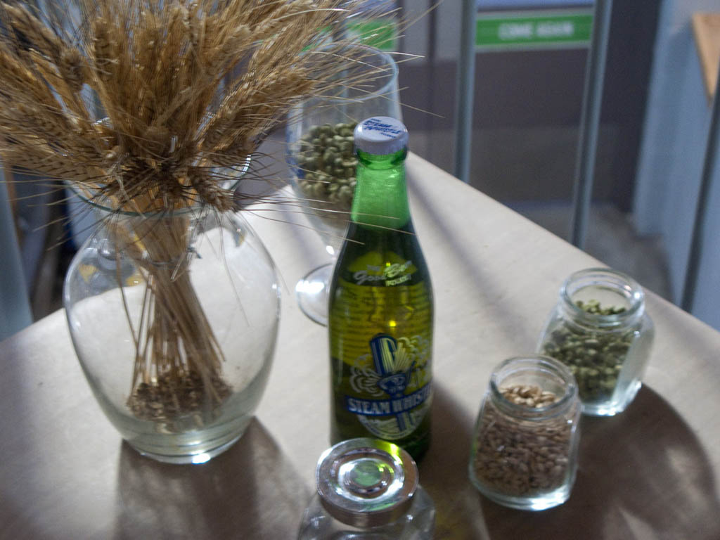 Beer ingredients on table during Steam Whistle Brewery tour in Toronto