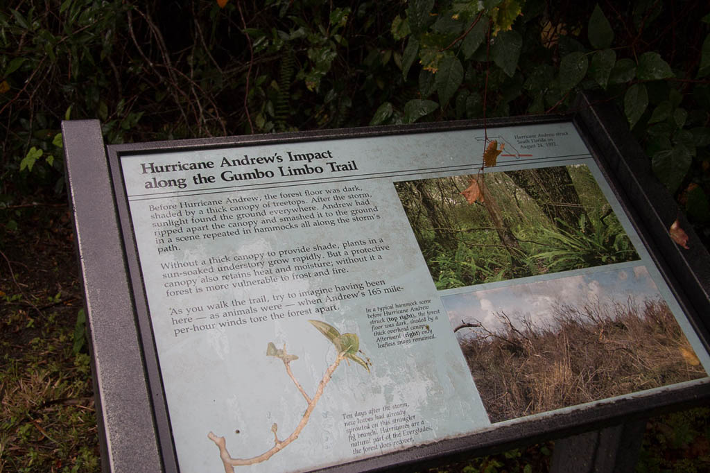 Sign explaining Hurricane Andrew’s impact