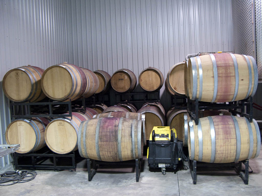 Wine barrels at Riverview Estates Winery