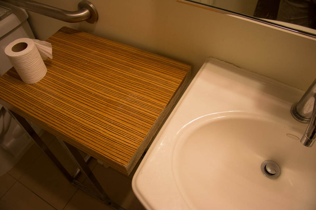 Strange side table in Casa Marina hotel room bathroom