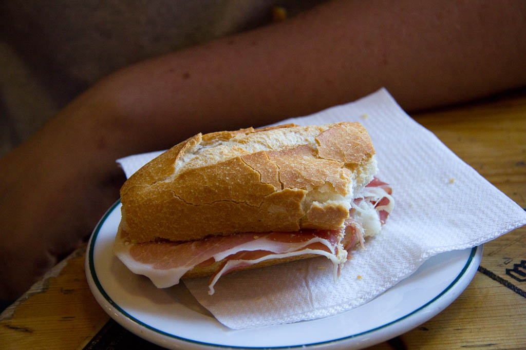 Ham (Jamon) sandwich in Spain
