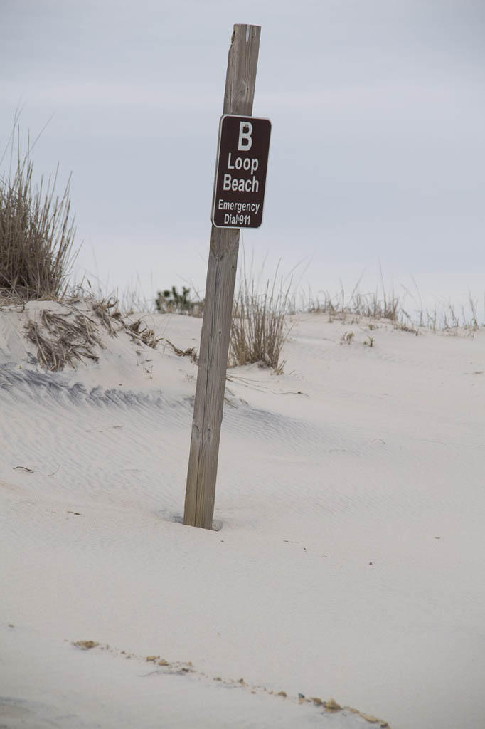 sign for B loop beach access at Assateague