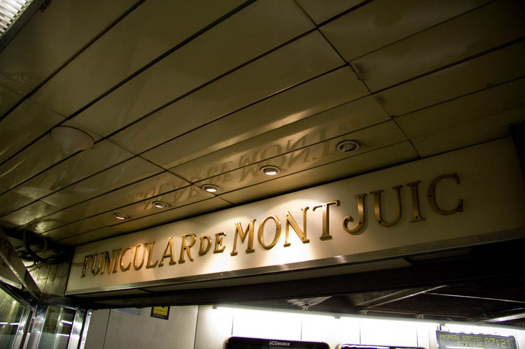 Sign for funicular to Montjuic