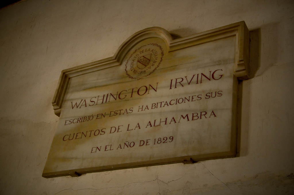 Washington Irving Plaque at the Alhambra