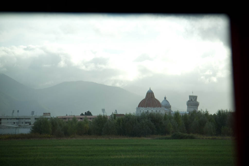 View of Leaning Tower of Pisa from the road