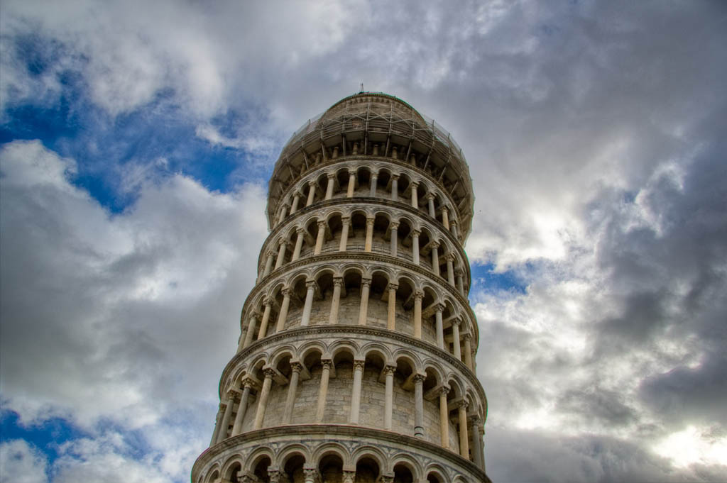 Closeup of the Leaning tower of pisa