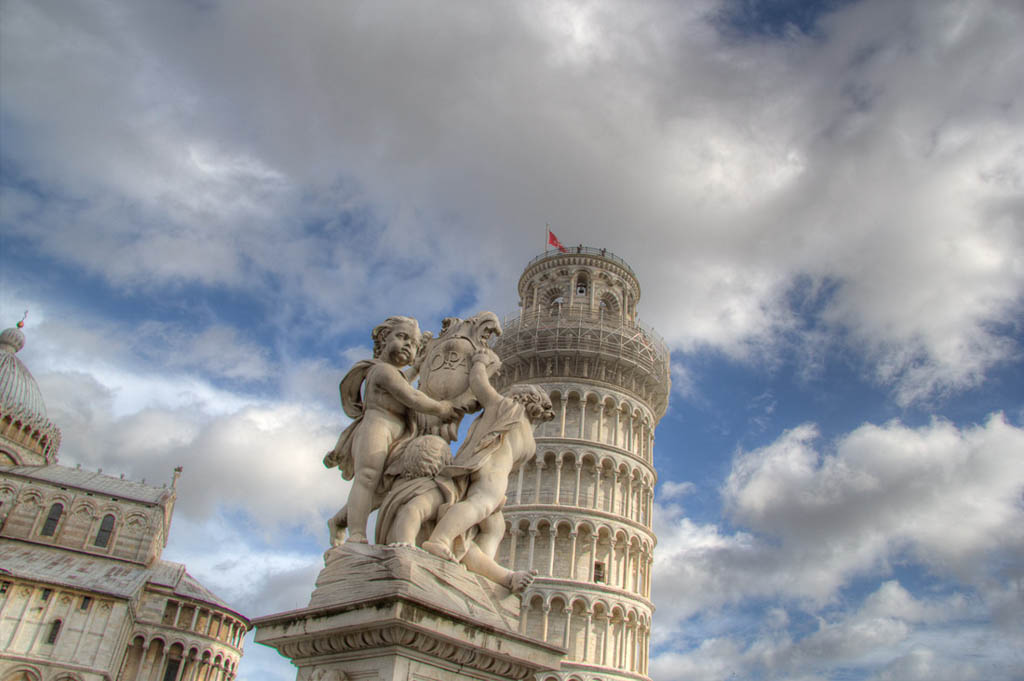 Details around the Field of Miracles and Leaning Tower of Pisa