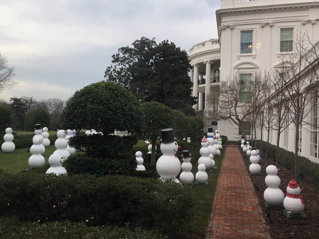 Snowmen Display on White House Lawn