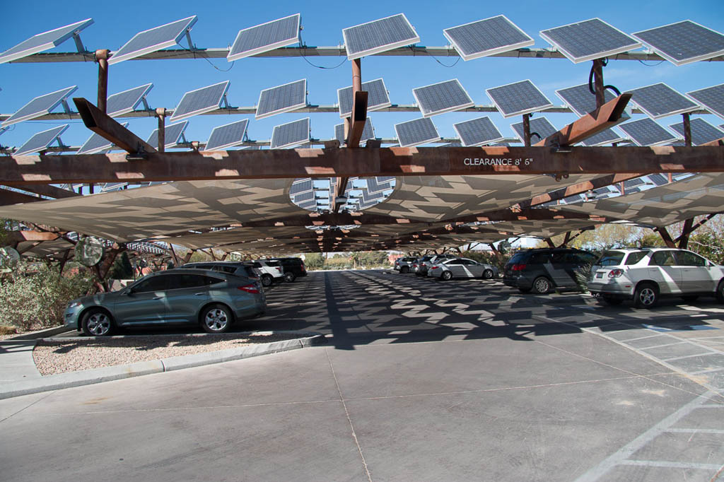 Solar panels at Springs Preserve’s Parking Lot