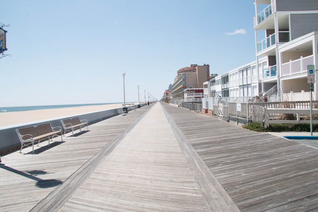 Empty Boardwalk in Ocean City in the Spring