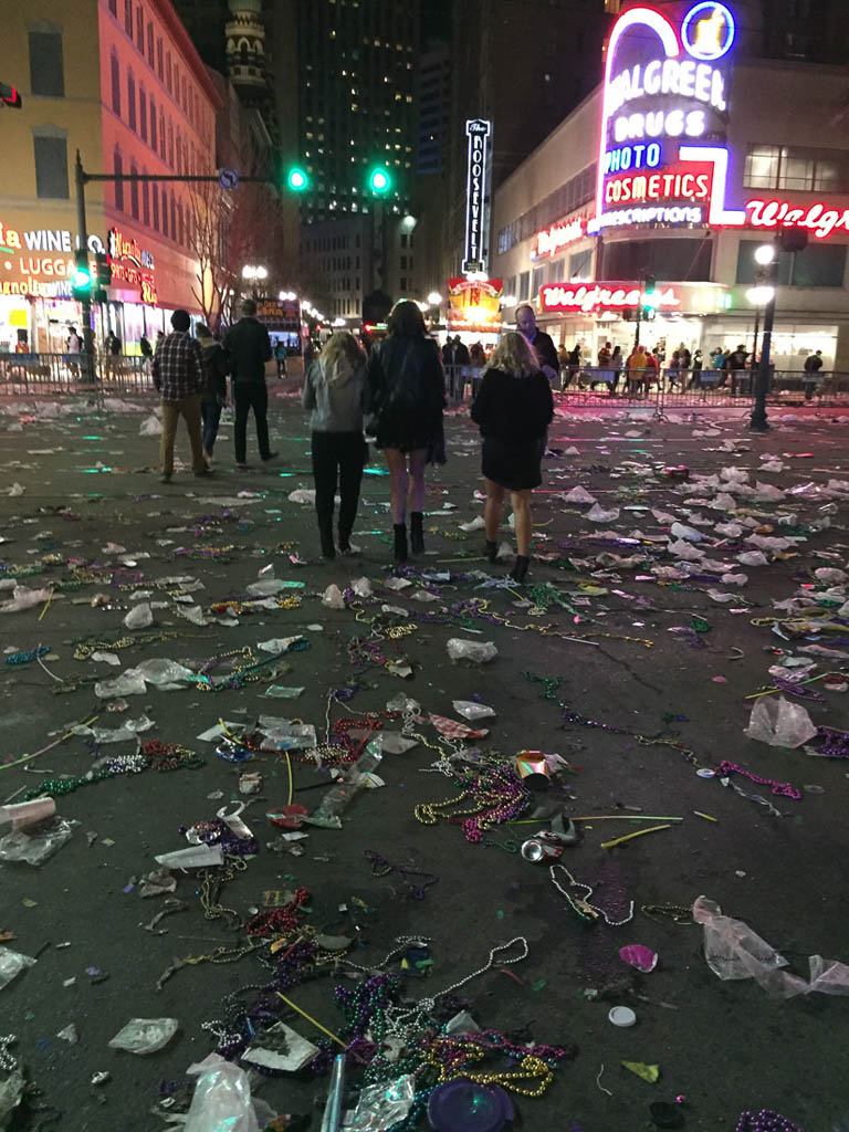 Streets after Mardi Gras parades
