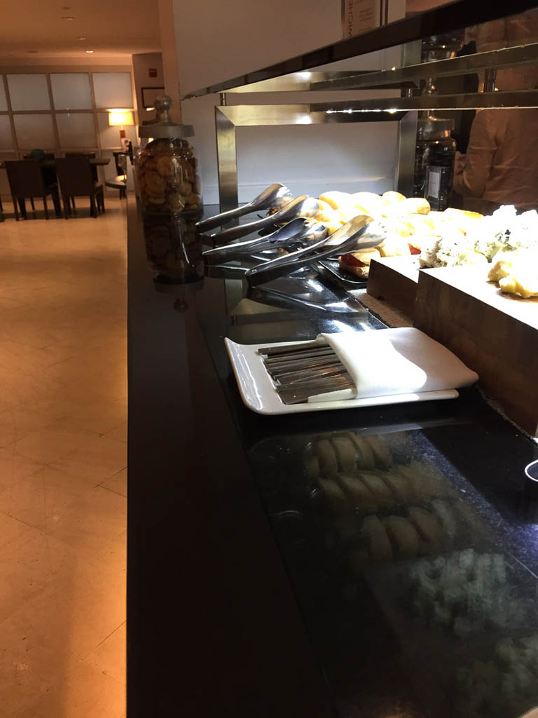 Food spread at British Airways first class lounge at JFK