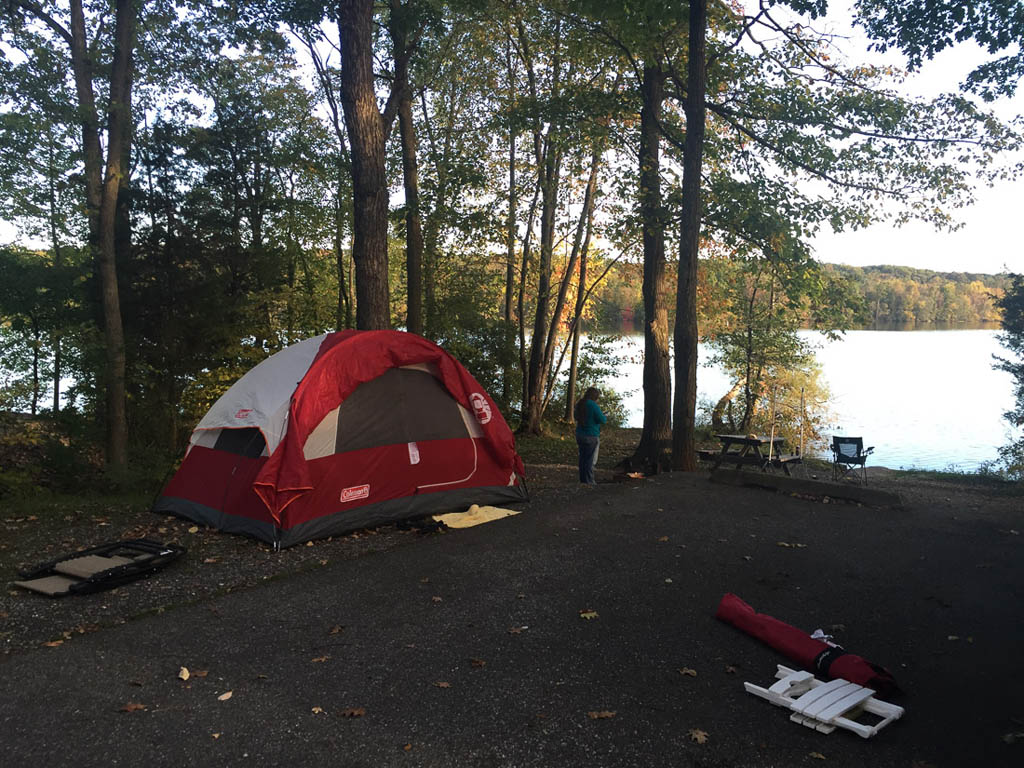 Lakefront campsite at Gifford Pinchot State Park in Pennsylvania