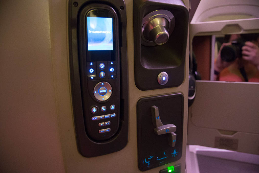 Seat controls Cathay Pacific Business Class