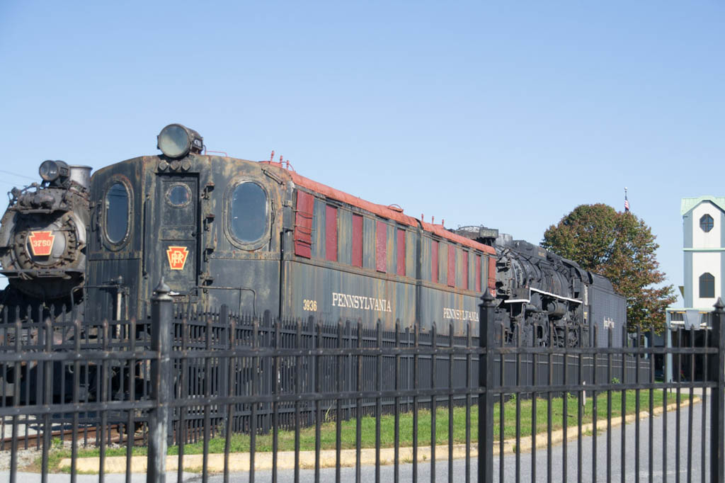 Outdoor train display at Pennsylvania Railroad Museum