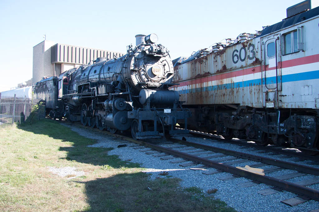 Outdoor train display at Pennsylvania Railroad Museum