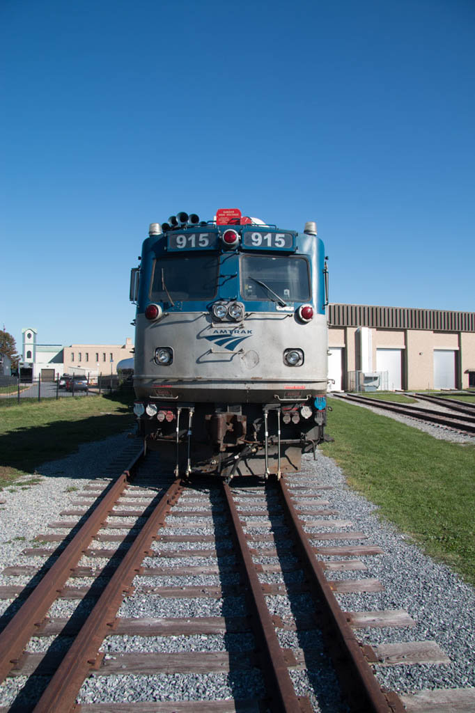 Outdoor train display at Pennsylvania Railroad Museum