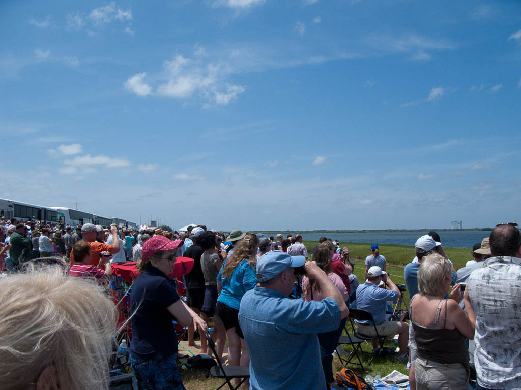 Crowds waiting for shuttle launch