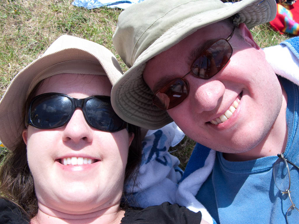 Laying on the grass waiting for the shuttle launch