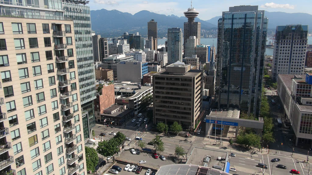 Views of Vancouver at Westin Grand from hotel room balcony