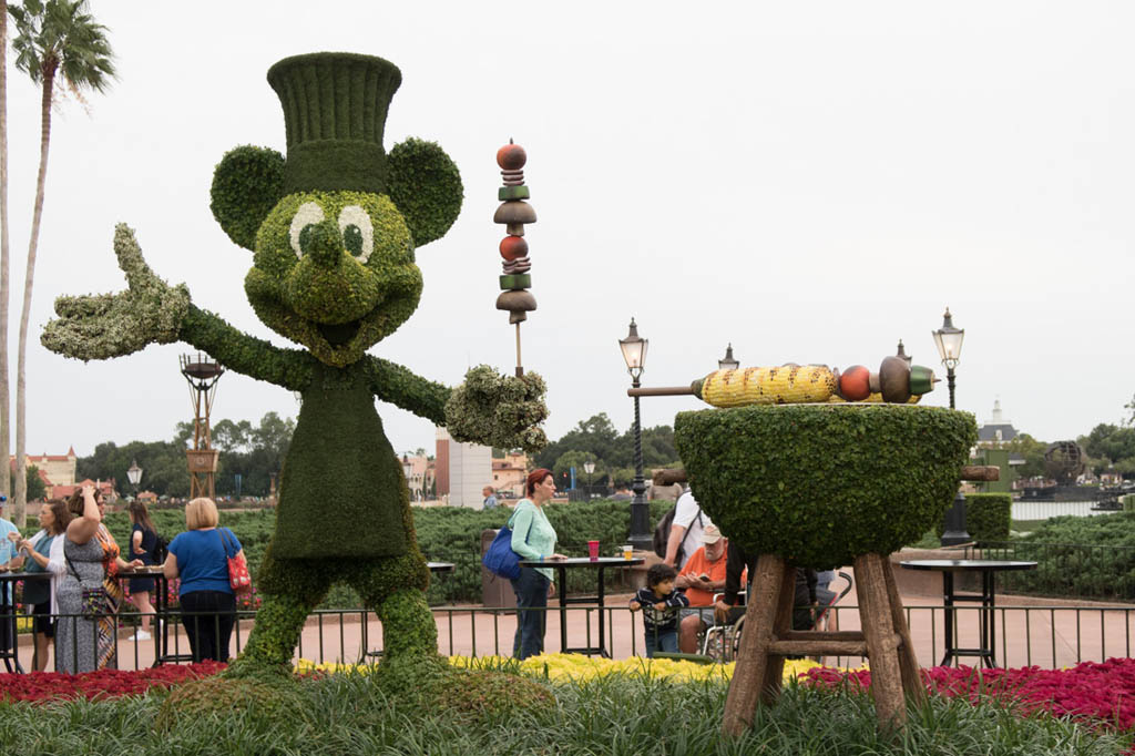 Mickey Mouse Topiary with Grill at EPCOT Food and Wine Festival