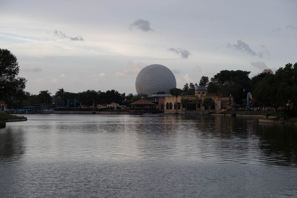 View of Spaceship Earth from World Showcase area