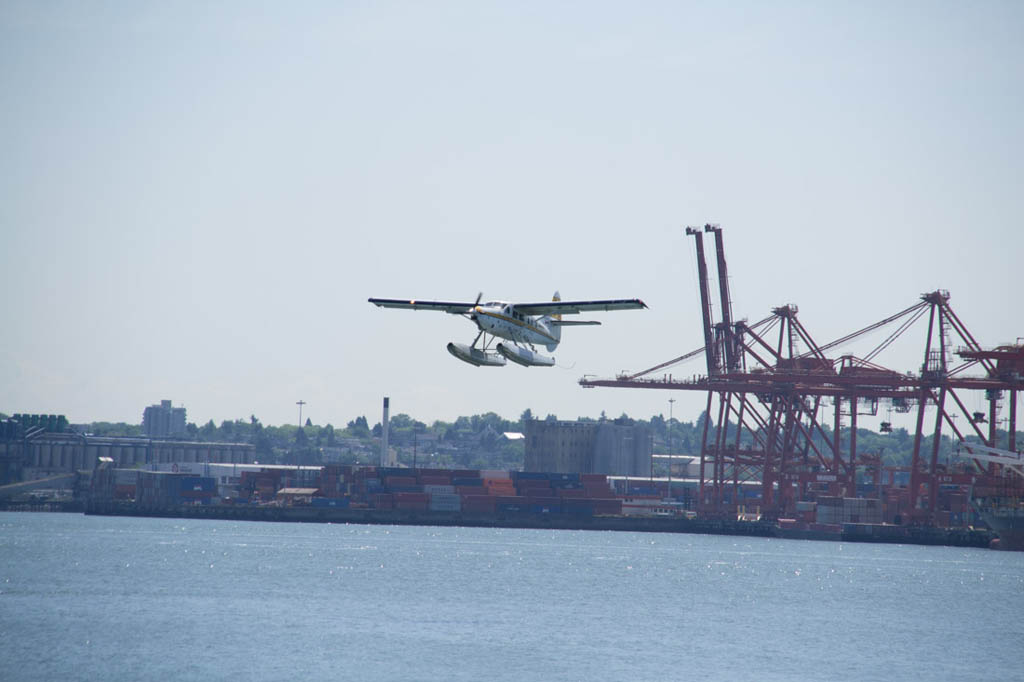 Seaplane taking off near Stanley Park in Vancouver