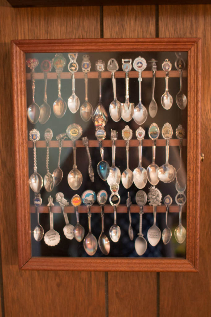 Spoon collection display case converted into a display case for