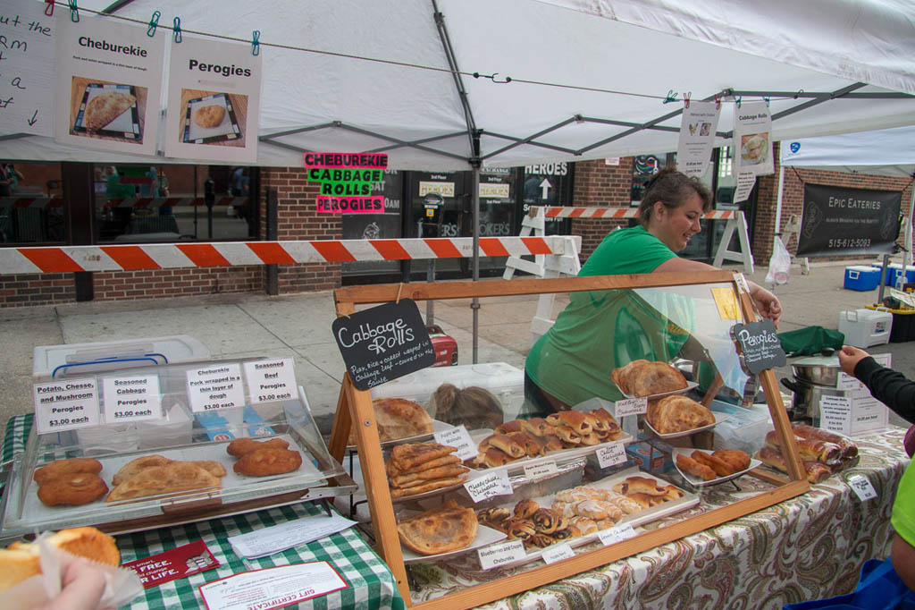 Pierogies and cheburekie at Des Moines Farmers Market