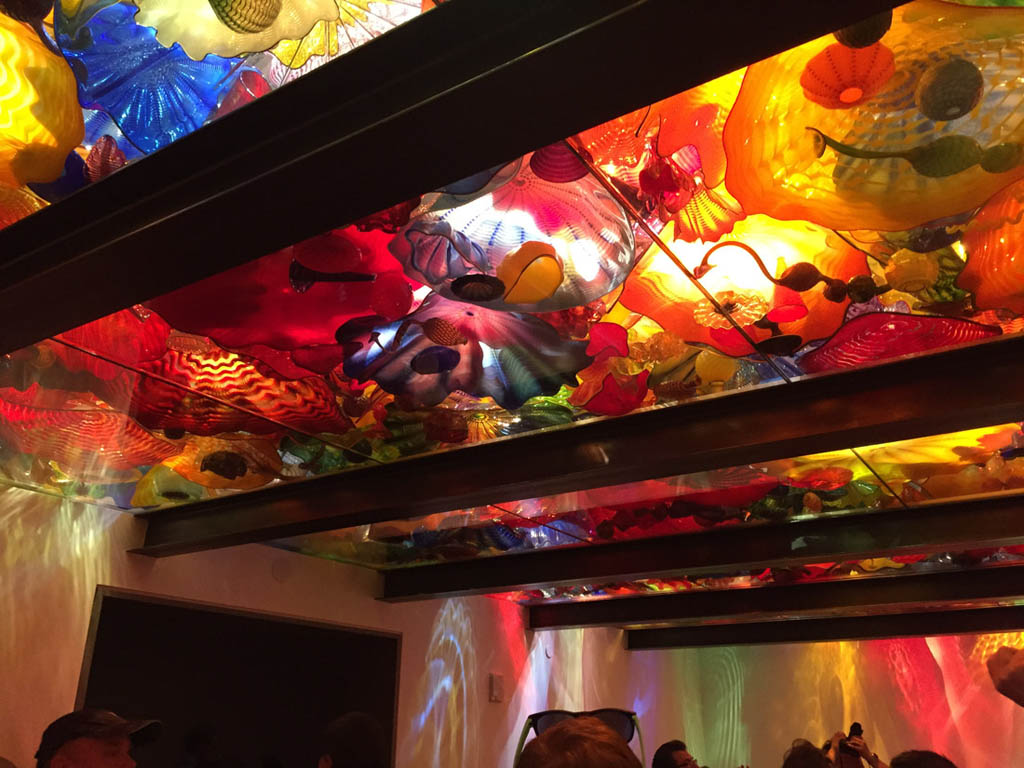 Glass ceiling exhibit at Chihuly museum in Seattle