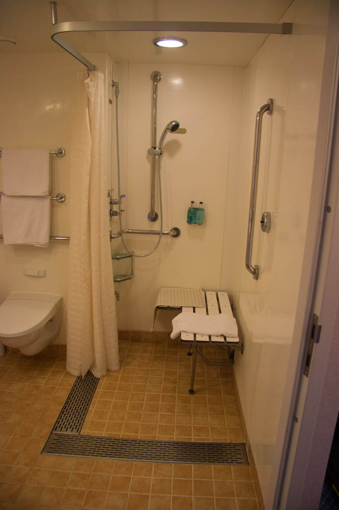 Bench seat in accessible shower