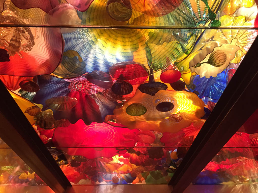 Glass ceiling exhibit at Chihuly museum in Seattle