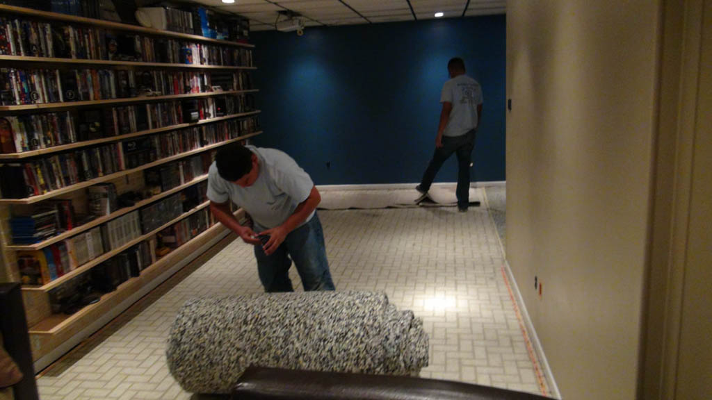 Carpet installation in basement