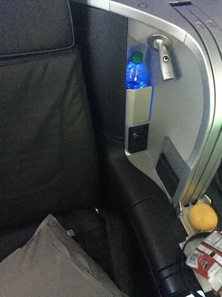 JetBlue Mint Class amenities next to seat