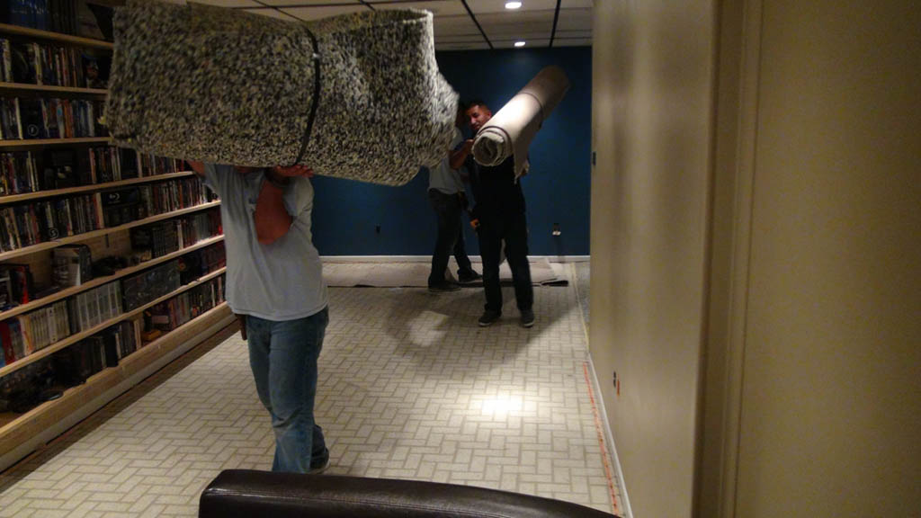 Carpet installation in basement